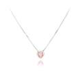 Elegante Silberkette mit einem facettierten rosa Herz-Edelsteinanhänger in Krallenfassung - Silber Rosa Zirkon