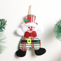Hanging snowman plush ornament with red striped hat and tartan body for Christmas tree decor - Plaid Snowman