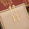 Pendientes de estrella dorados con cadena de serpiente e incrustación de concha blanca - Pendientes Largos de Estrella Dorado (3# Pendientes)