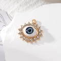 Golden evil eye pendant with blue resin eye and crystal rhinestones for DIY jewelry - Pointed Rhinestone Grey Eye