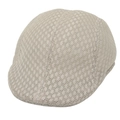 Beige mesh lace newsboy cap for men featuring breathable hollow-out floral patterns - Adjustable / Off White