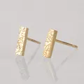 Elegant 14K gold plated stainless steel bar stud earrings with hammered texture (82) - Hammered Bar (YE14991) / 8x2mm / Gold