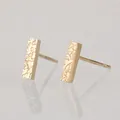 Elegant 14K gold plated stainless steel bar stud earrings with hammered texture (82) - Hammered Bar (YE14991) / 8x2mm / Gold