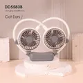 Portable cat ear neck fan model DD5583B in grey and white with USB charging - Cat / White