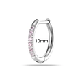 10mm silver G23 titanium hoop earring with seven sparkling pink cubic zirconia stones - Pink (T2562-10mm Pink)