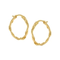 Elegante goldene gedrehte S925 Sterlingsilber Creolen mit Aststruktur für Damen - 925er Silber / Gold