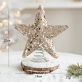 Étoile de sapin de Noël dorée à paillettes avec ressort hauteur 20cm et diamètre 18cm - 20cm Champagne