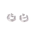 Modern double-layered silver hoop earrings in stainless steel with sleek curved design - Silver Double Curve (AE44270A0W0)