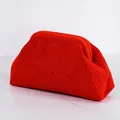 Chic red chevron knitted cloud clutch bag for women with elegant zigzag pattern - Red Pink Brick (Chevron Pattern)