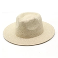 Summer unisex straw Panama hat with breathable weave for UV protection in light beige color - M (56-58cm) / Light Khaki