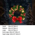 Christmas wreath electrostatic window sticker in classic red and green UV print design - Small [40*40CM]