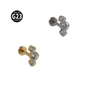 G23 titanium labret studs in gold and silver with three marquise-shaped cubic zirconia - Style NO-3 Round Cluster / 1.2x8mm / Silver
