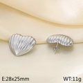 Minimalistische silberne Herzohrstecker mit gerippter Textur und poliertem Stahlfinish - Silber (KE114640-KFC)