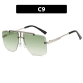 Frameless polygonal sunglasses with silver metal frame and gradient green lenses - Gradient Green