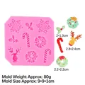 Roze siliconen kerstmal met sneeuwvlokken en rendier motieven, afmeting 9x9x1cm - Kerst Mix Stijl (15-411) / Roze