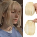 Golden clip-in air bangs hairpiece with sideburns for seamless and natural look - No Sideburns - Light Blonde/102