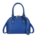 Sac à main bleu à motif crocodile avec garniture dorée et bandoulière à poignée - Bleu