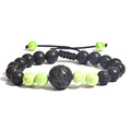 Adjustable woven lava stone and green natural stone bead bracelet with sliding knot - 11-Green Natural Stone