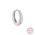Classic S925 sterling silver hoop earrings with five round sparkling zircon stones - Single Silver-8MM / 8mm