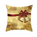 Gouden kerstkussenhoes met bellen en tekst voor decoratie van de bank - Gouden Polkadot Bellen