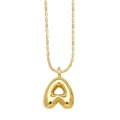 Polished gold balloon style initial letter A pendant with delicate bead chain necklace - Letter A