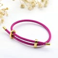 Detail of rose red braided rope bracelet with gold metal clasp on white fabric - 2mm Semi-finished (Single End Fixed) / Rose Red-13