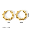 Golden bamboo texture hoop earrings in 38mm size with lightweight hollow design - Bamboo Texture Hoop (HF-E3128)