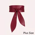 Elegant plus size burgundy wide corset belt with oversized bow decoration for dresses - Plus Size / Dark Red
