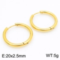 Classic 20mm 18K gold plated stainless steel hoop earrings with 2.5mm thickness - 20*2.5mm Gold Ke113210-zz / A Pair Of [inner Diameters]