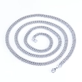 Collar de cadena cubana de acero inoxidable plateado pulido con cierre de mosquetón - 6mm Tejido Doble Cuatro Lados 24 pulgadas
