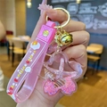 Pink ocean star acrylic floating keychain with sand sequins and gold bell star - Pink Ocean Petals