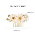 White lotus bridal hair comb with golden center, size 10.5cm by 5.5cm for wedding hair decor - Gold