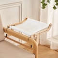 Solid wood hanging cat window bed with plush cushion and sturdy metal hooks for pets - Upgraded Style A / White Plush