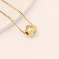 Goldene Halskette mit Evil-Eye-Perlenanhänger und blauen sowie weißen Augen-Mustern - Runder Perlen Teufelsauge Stil (4#)