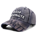 Casquette de baseball délavée bleu marine avec broderie 3D DJOP SONGTE et bord déchiré - Réglable / Bleu marine