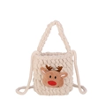 Simpatica borsa a tracolla lavorata a maglia bianco panna con renna per bambini - Stile Alce / Beige