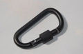 Black D-ring locking aluminum carabiner with screw gate and NOT FOR CLIMBING engraving - Black