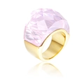 Klassischer großer Goldring mit einem großen, facettenreichen rosa Kristallstein - US 6 / Rosa Kristall Goldring (KR31892-K)