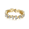 Elegance S925 silver ring in gold finish featuring mixed-cut cubic zirconia stones - Gold Color (DY120897)