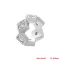 Detailed view of silver ear cuff with cubic zirconia measuring 4.0mm width and 8.0mm length - Honeycomb Spacer Bead (VZ424) / 4*8mm / White Gold
