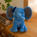 Plush blue elephant doll for baby soothing with soft fabric and blue bow on wooden shelf - Blue/Blue Bow
