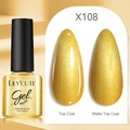 Glitter gold UV gel polish X108 in 7ml bottle with glossy and matte finish nail samples - Gold Glitter (108)