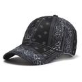 Gorra de béisbol hip hop con estampado bandana paisley blanco y negro y visera curva - Talla Única (55-58cm ajustable) / Negro