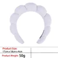 Detail view of purple puffy headband with 17x18x4cm dimensions and lightweight 50g fabric - 17-light Purple Terry Cloth Headband