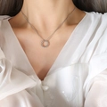 Collana a cerchio a forma di C intrecciata da donna in acciaio inossidabile argento - Collana Argento / 40+5cm