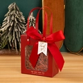 Elegant red gift bag with transparent window, satin bow and thank you tag for gifts - Burgundy + Thank You Tag + Raffia