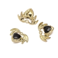 Gothic heart black gemstone bat wing pendant with gold-plated alloy frame for DIY jewelry - Black Heart Wings