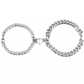 Bracelets gourmettes argentés pour couples avec fermoir magnétique en forme de cœur - Coeur Blanc K (avec Extension)