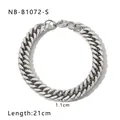 Polished silver stainless steel Cuban link bracelet for women with lobster clasp detail - Silver