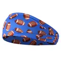 Elastic blue sports headband with American football print for fitness and yoga - Football Blue Pattern